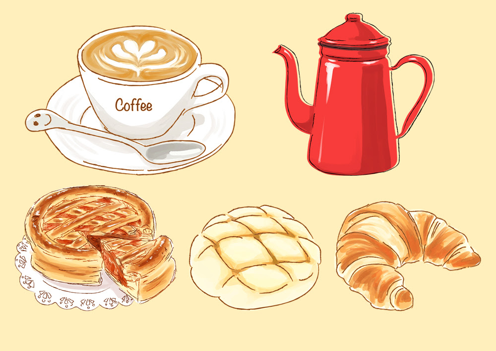 ロイヤリティフリーコーヒー イラスト おしゃれ 美しい花の画像