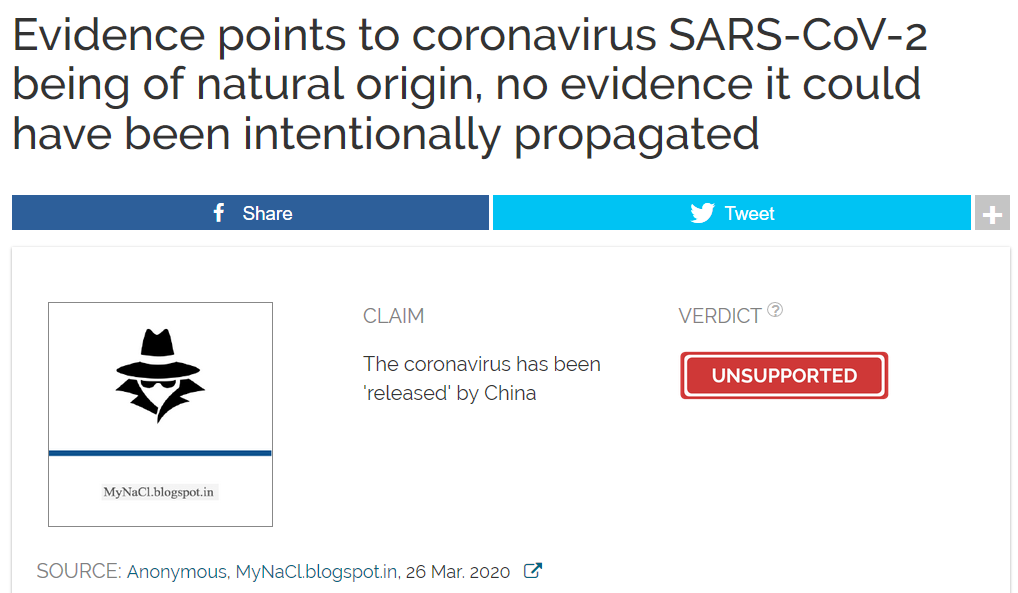 Pic showing page from fact checking site