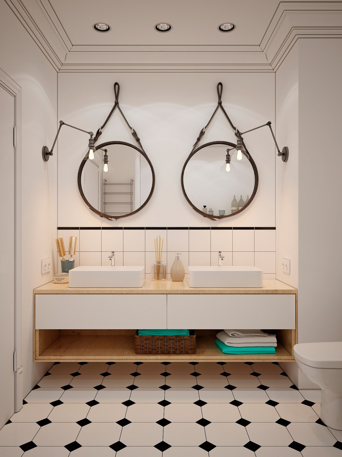Photo credit | jamestown estate homes dark espresso color cabinets with the crema marfil tiles and bathroom countertop all around the long shape modern bathroom make the room even longer. 40 Double Sink Bathroom Vanities