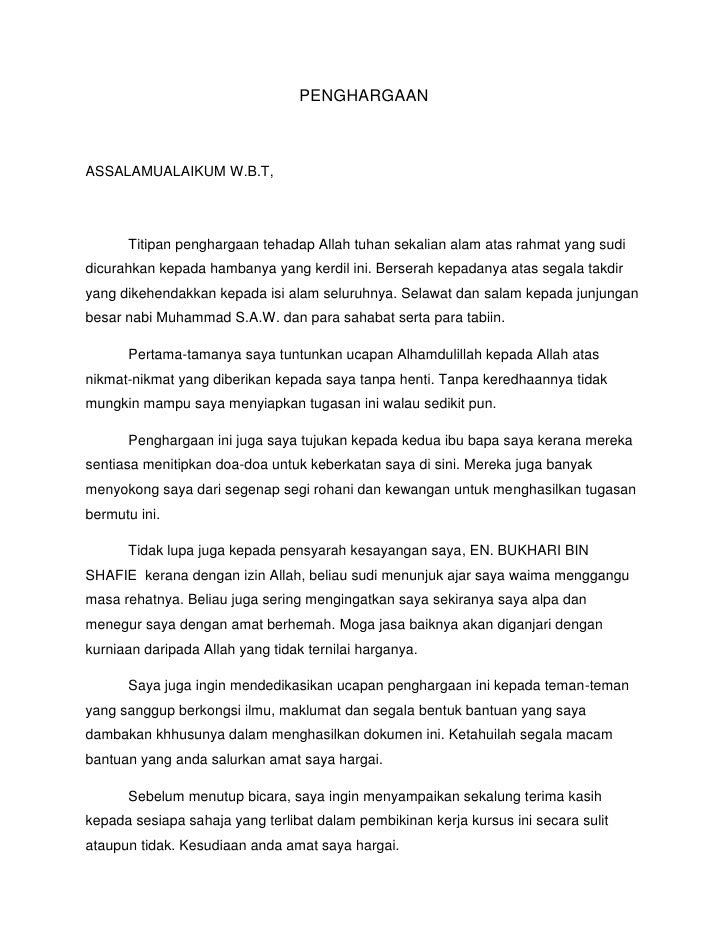 Contoh Ayat Penghargaan Buku Skrap - Contoh O