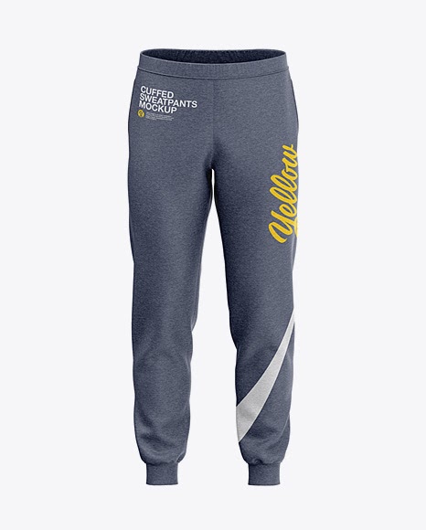 Download Free Men's Heather Cuffed Sweatpants - Front View (PSD)