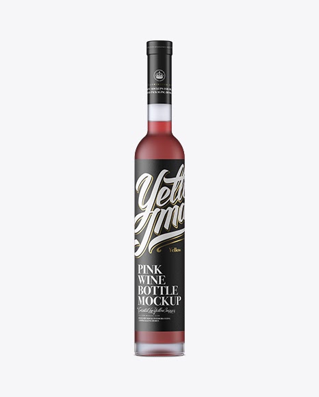 Download Frosted Glass Botttle with Pink Wine PSD Mockup Front View - Frosted Glass Botttle with Pink ...