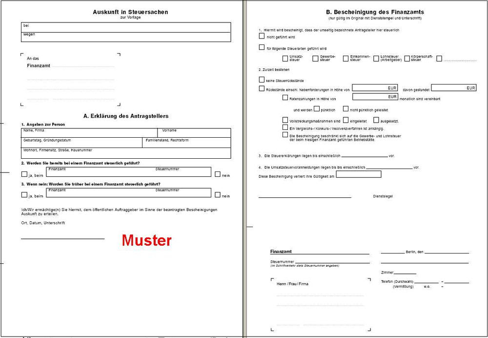 Die senkung der steuersätze wird nicht verlängert. Unbedenklichkeitsbescheinigung Finanzamt Vbl Wiki