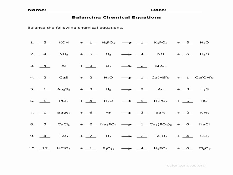 34 Chemistry Balancing Equations Worksheet Answers ...