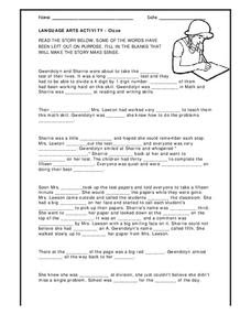 In free worksheets, language arts worksheets. Language Arts Activity Cloze Worksheet For 3rd 4th Grade Lesson Planet