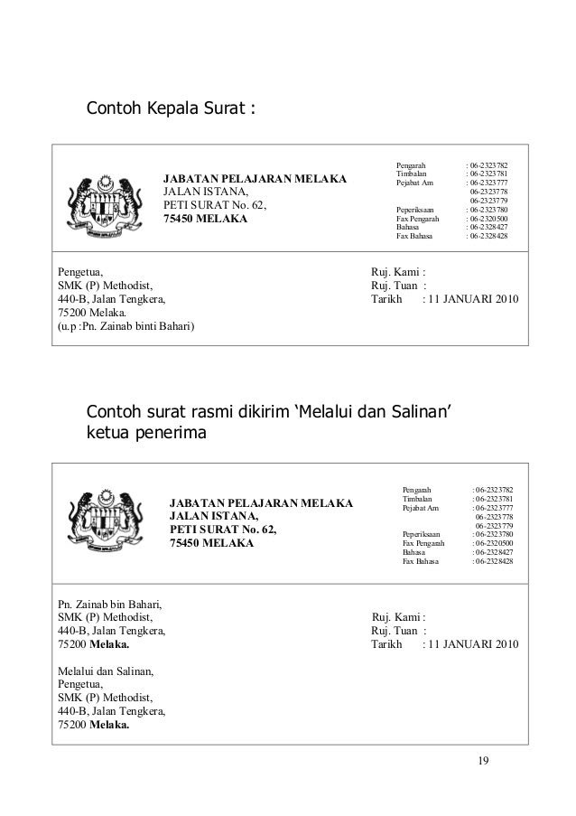 Contoh Surat Rasmi Untuk Pengetua Sekolah - 600 Tips