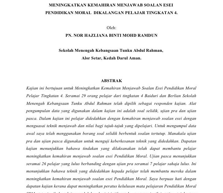 Panduan Menjawab Soalan Esei Sejarah - Surat Kerja e