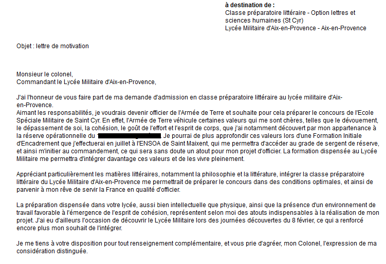 Lettre De Motivation Inscription Lycée Privé