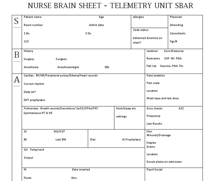 Icu Nurse Brain Sheet / Ultimate Nursing Brain Sheet Database Downloads