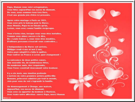 Texte De Felicitations Pour Noces De Diamant