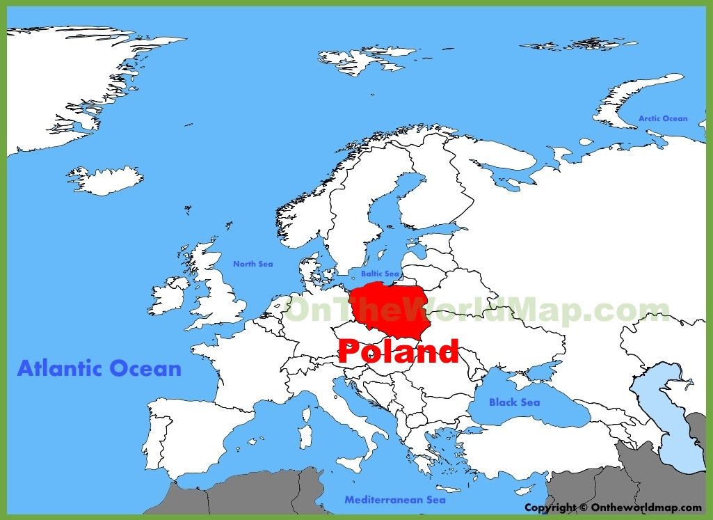 Poland is bordered by germany to the west; Poland On World Map