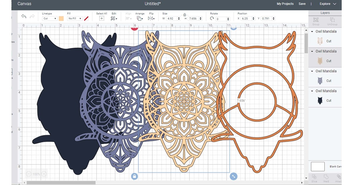 Download Layered Free Owl 3D Mandala Svg File - SVG Layered