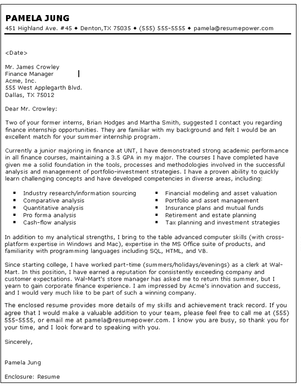 The structure of your cover letter for an internship should be like the structure of a regular cover letter. Fdfspofu Example Of Cover Letter For Internship