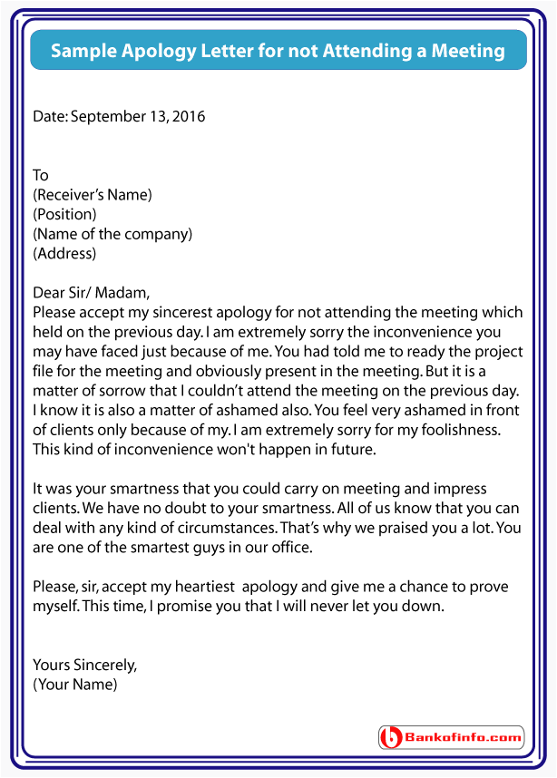 We apologise for any inconvenience this may cause. Sample Apology Letter For Not Attending A Meeting
