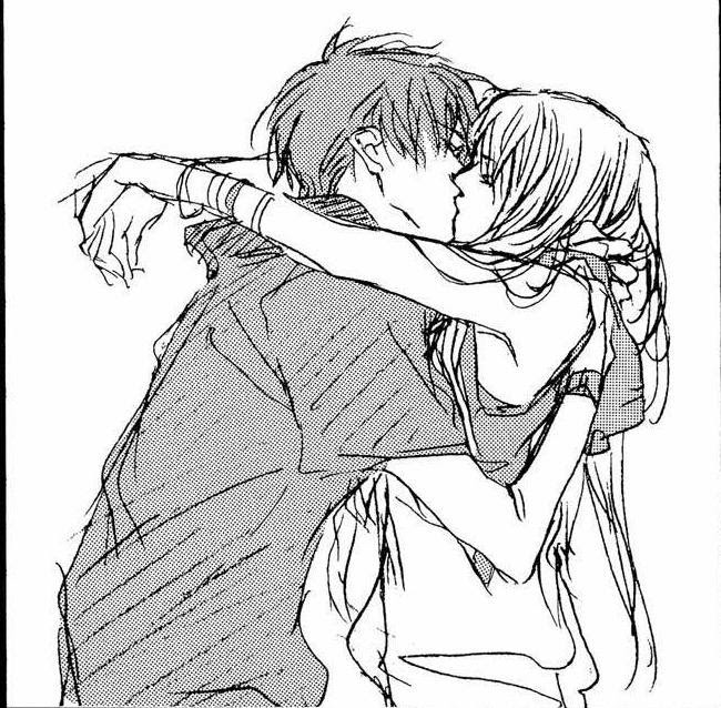 Anime Girl And Boy In Love Drawing