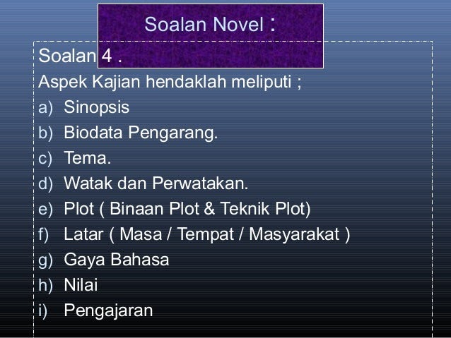 Contoh Soalan Novel Spm Perbandingan - Ufc Stream p