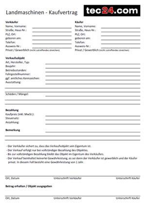Check spelling or type a new query. Kaufvertrag Fur Landmaschinen Und Traktoren