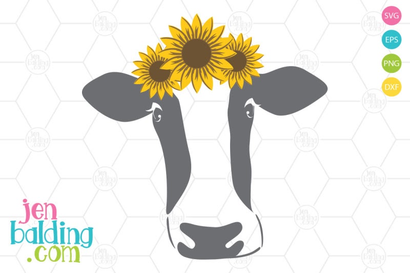 Download Cow with Sunflowers SVG