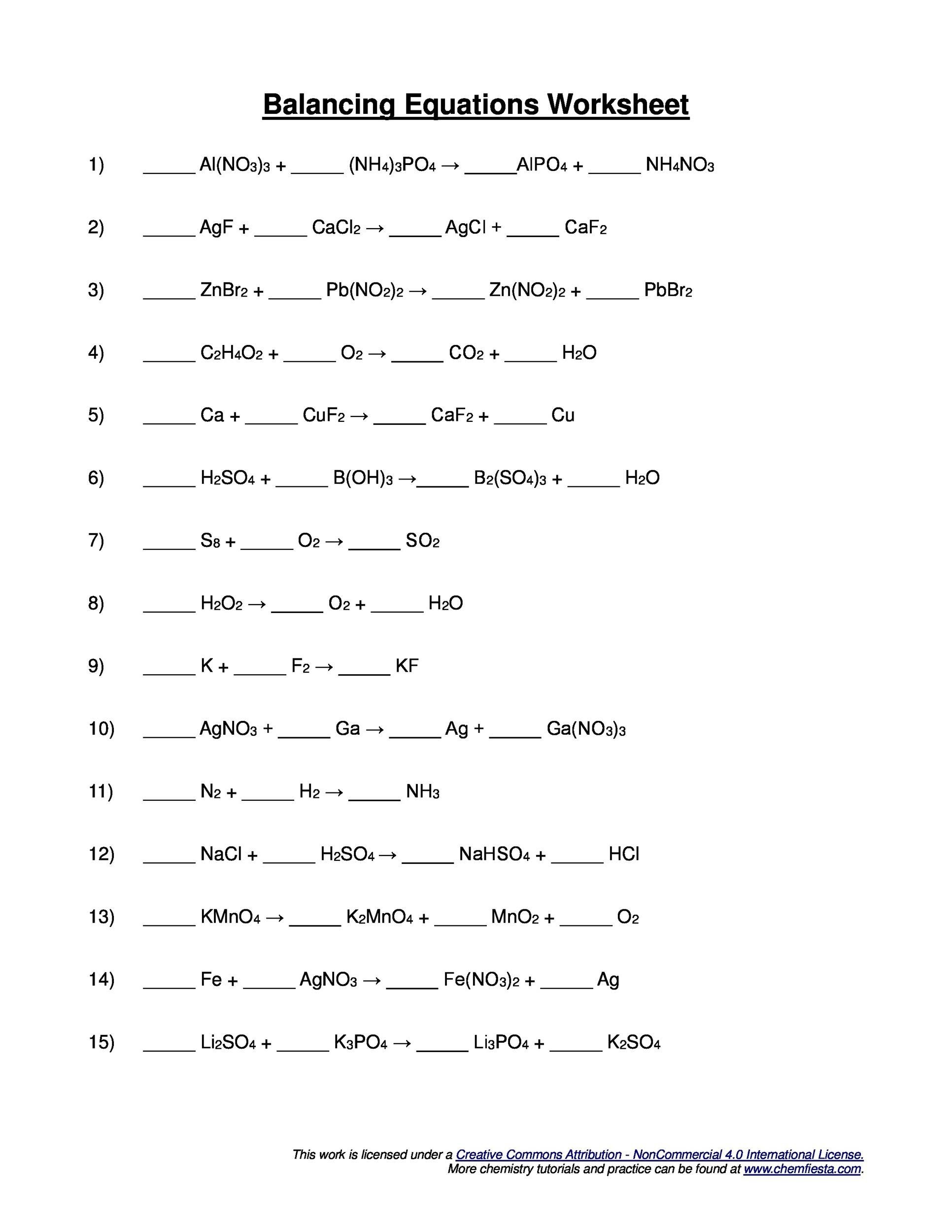 Spice of Lyfe Chemical Equation Balancing For Class 7
