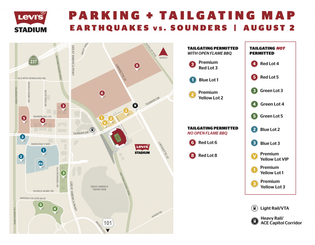 Levis Stadium Parking And Tailgating Map