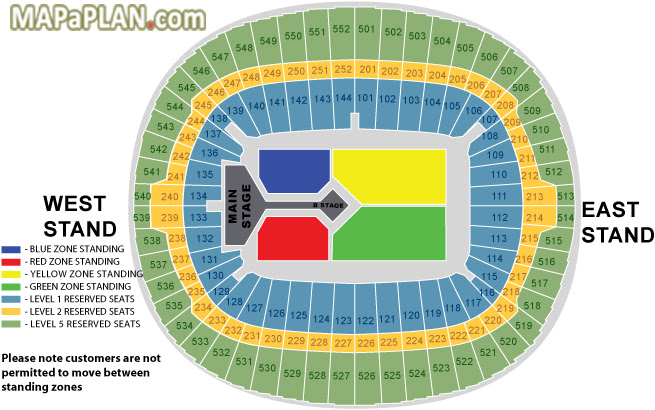 Wembley stadium location map, satellite view of wembley stadium gps coordinates, nearest railway train wembley stadium is a football stadium of england where 90000 spectators can be seated. Wembley Stadium Seating Plan One Direction Ticketmaster Concert Map Mapaplan Com