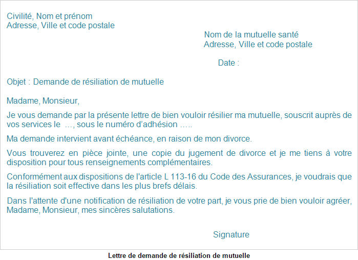 lettre radiation beneficiaire mutuelle