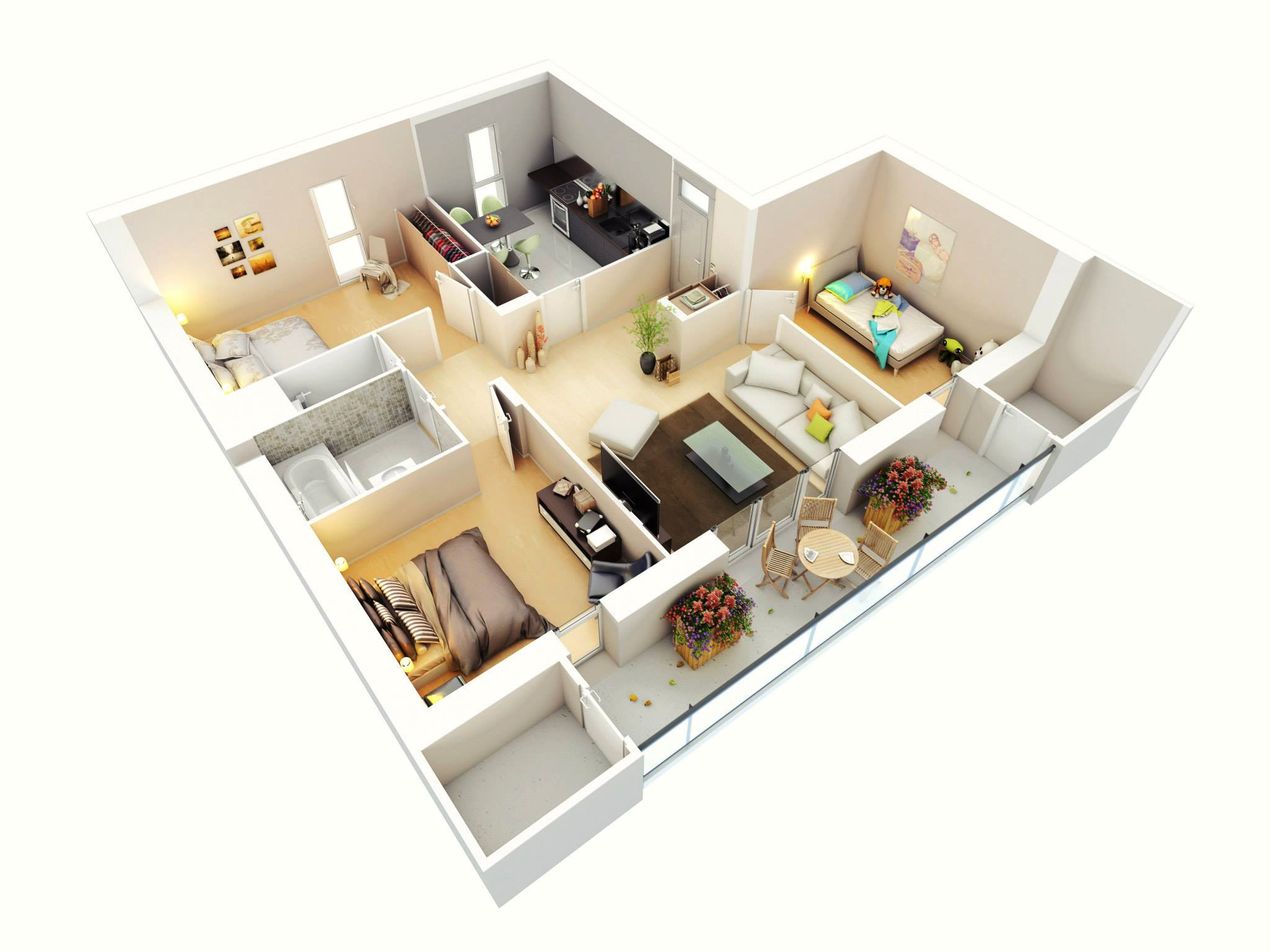Design your dream home effortlessly and have fun. 25 More 3 Bedroom 3d Floor Plans