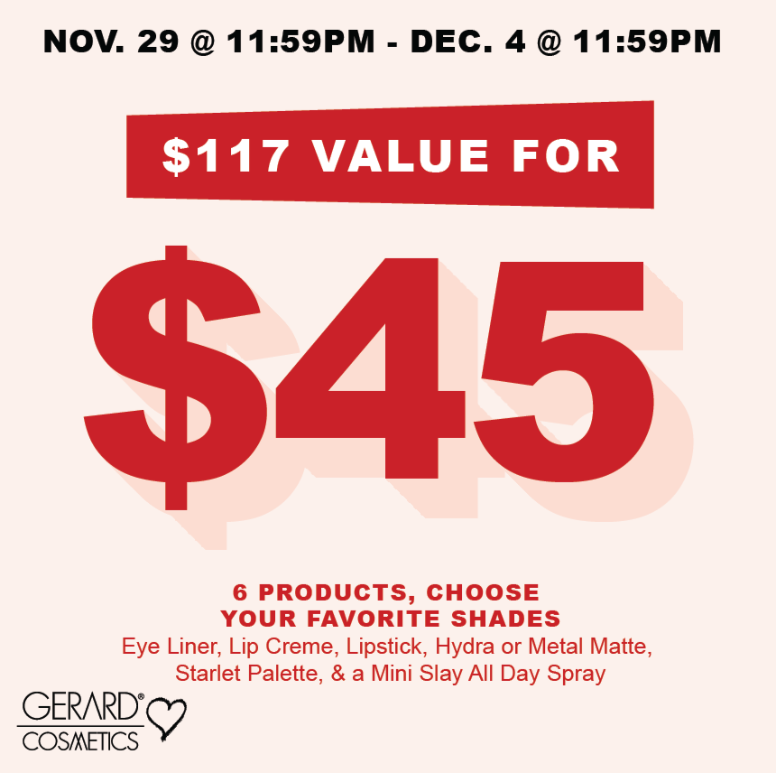 $117 Value For $45: Eye Liner, Lip Creme, Hydra or Metal Matter, Starlet Palette, Mini Slay All Day Spray