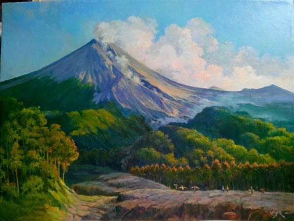 59 Lukisan Pemandangan Gunung  Merapi
