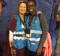 Two Medical Reserve Corps volunteers in Philadelphia serving during the Papal Visit