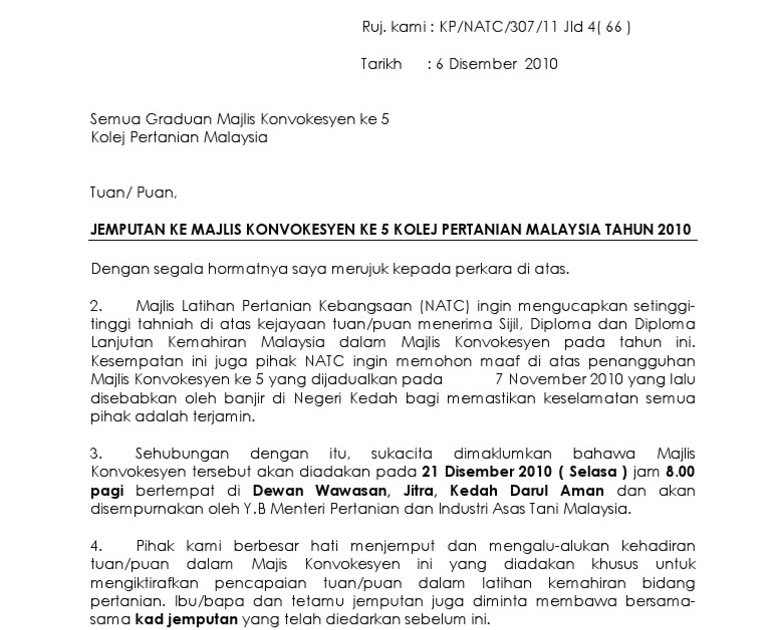 Surat Rasmi Jemputan Ke Program - Rasmi Ru