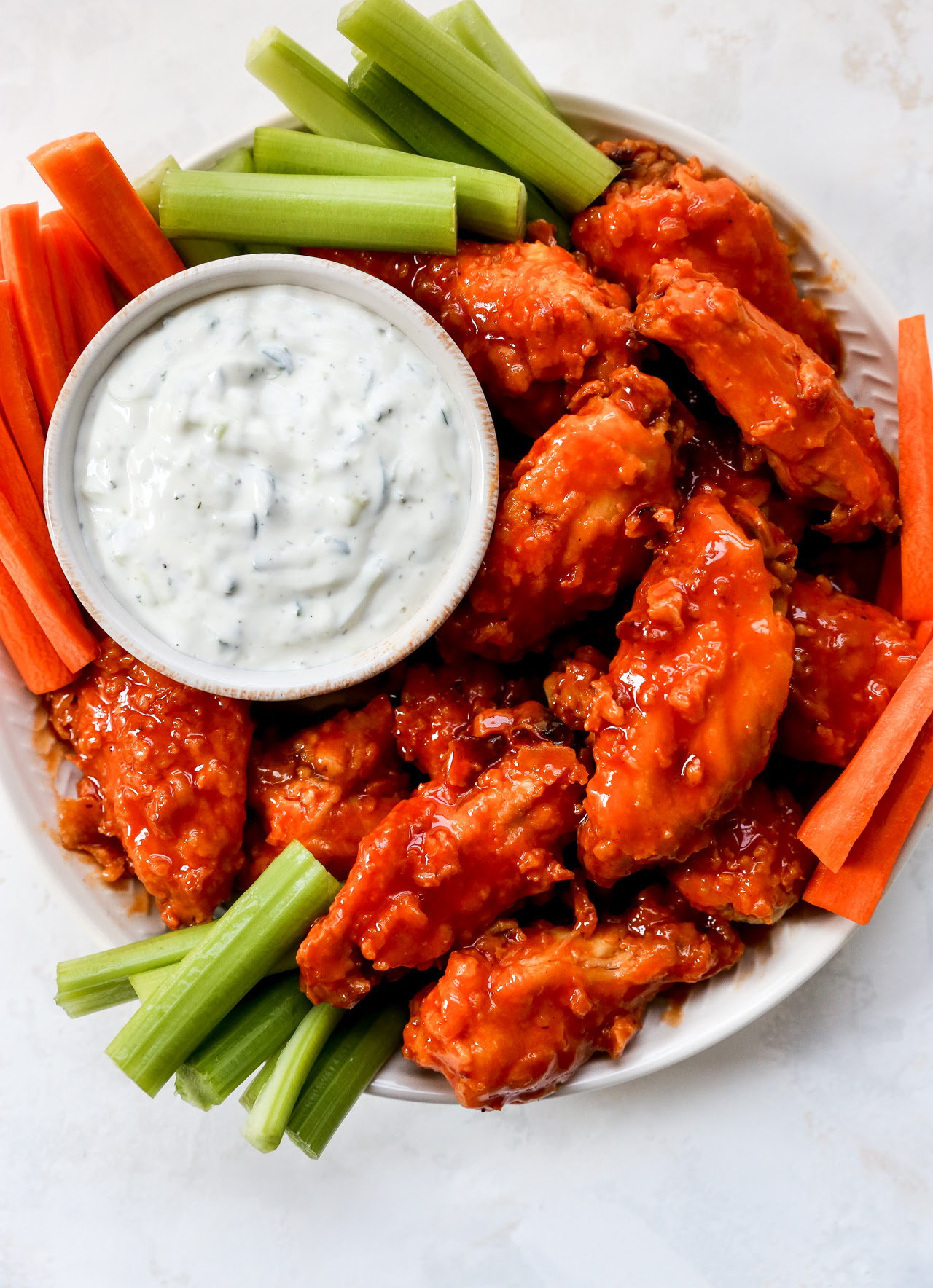 And here's a visual for what you need. Hot Honey Buffalo Wings With Cucumber Ranch