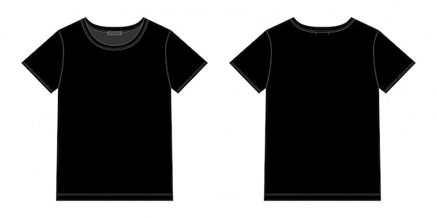 Download 5263+ T Shirt Template Front And Back Black Best Quality Mockups PSD