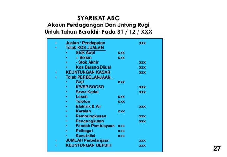 Contoh Soalan Akaun Perdagangan - Persoalan x