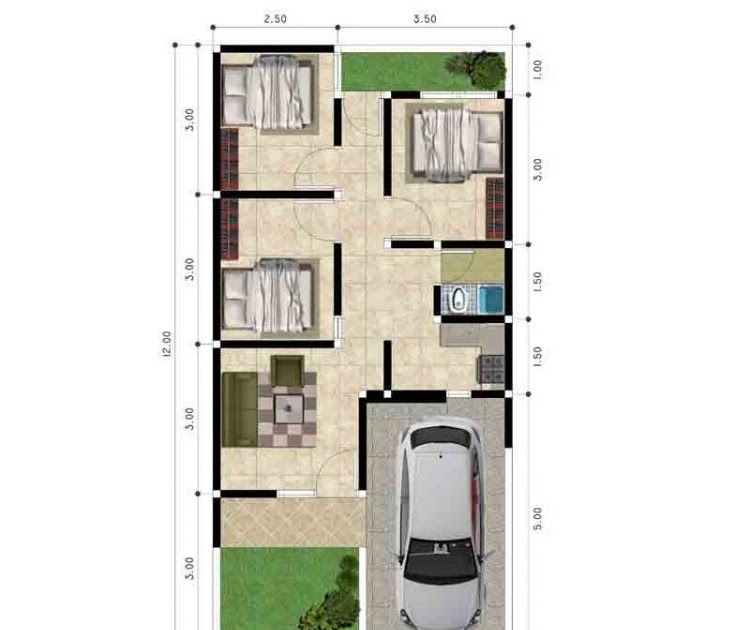 Contoh Rumah  Minimalis Dan Skema Denah  Ukuran 7x10  