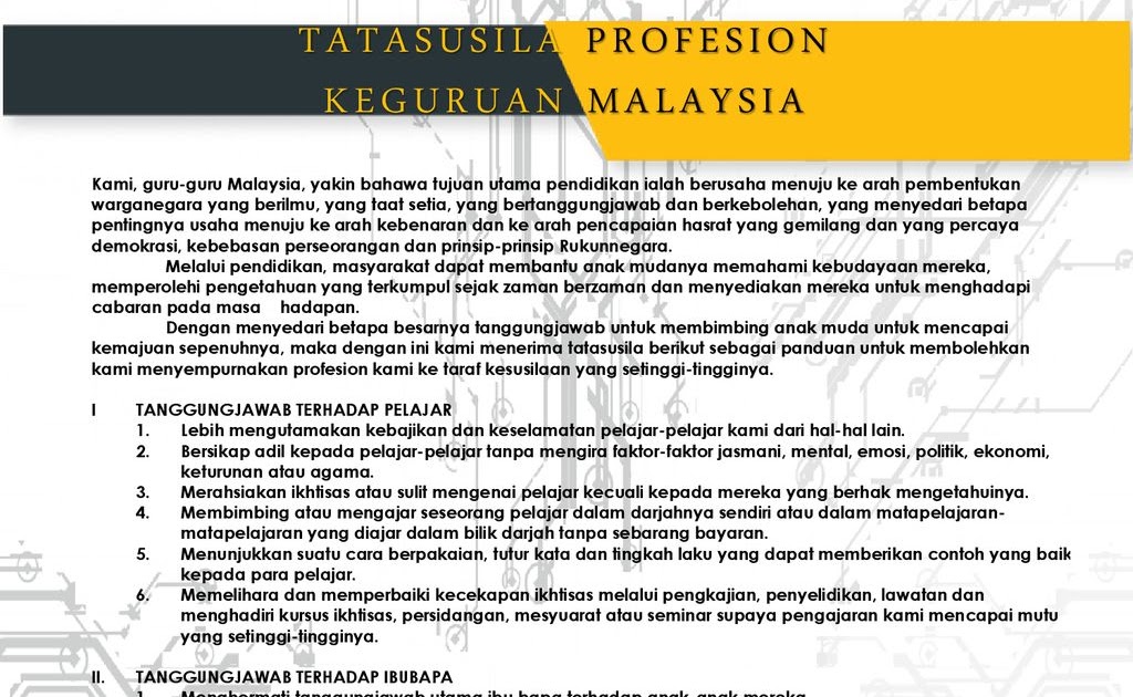 tata susila profesion perguruan malaysia