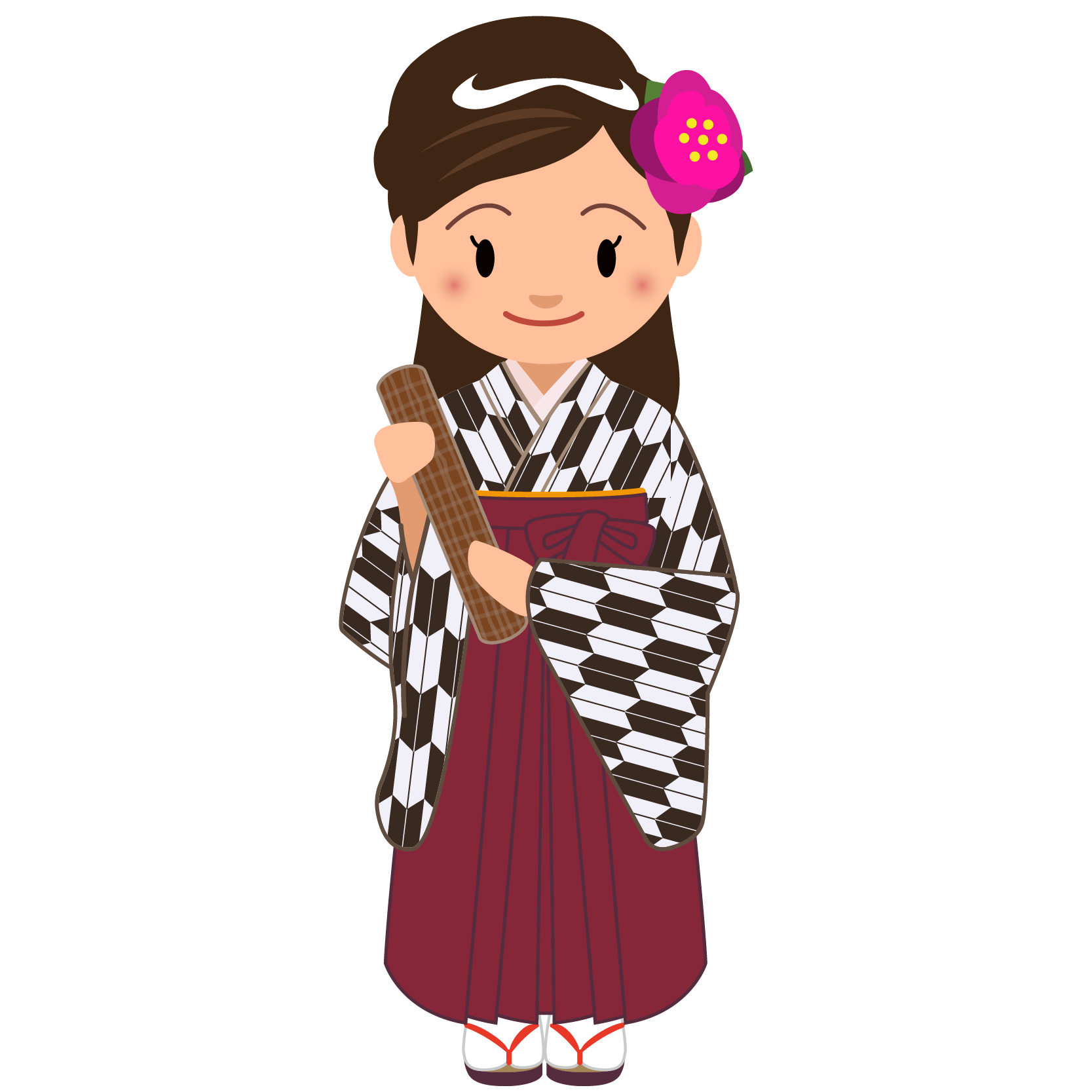 美しい花の画像 元の袴 イラスト 女の子