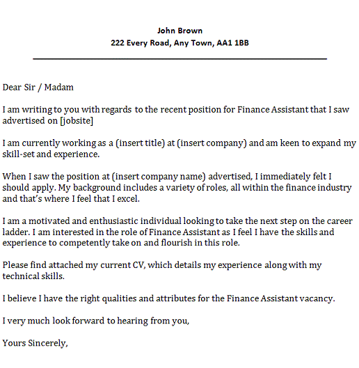 The finance assistant will be an integral member of the haier uk finance team and will gain exposure to a number of key areas, including fixed as a finance assistant, you will assist with a variety of tasks within the department, this will include data entry into the accounts system, a range of… Finance Assistant Cover Letter Example Icover Org Uk Icover Org Uk
