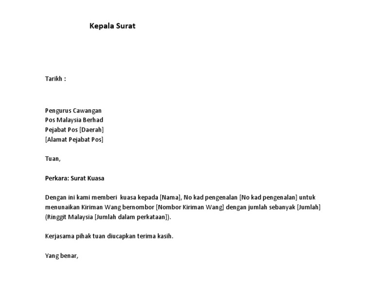 Syarikat Contoh Surat Wakil Majikan - Contoh Surat Wakil ...