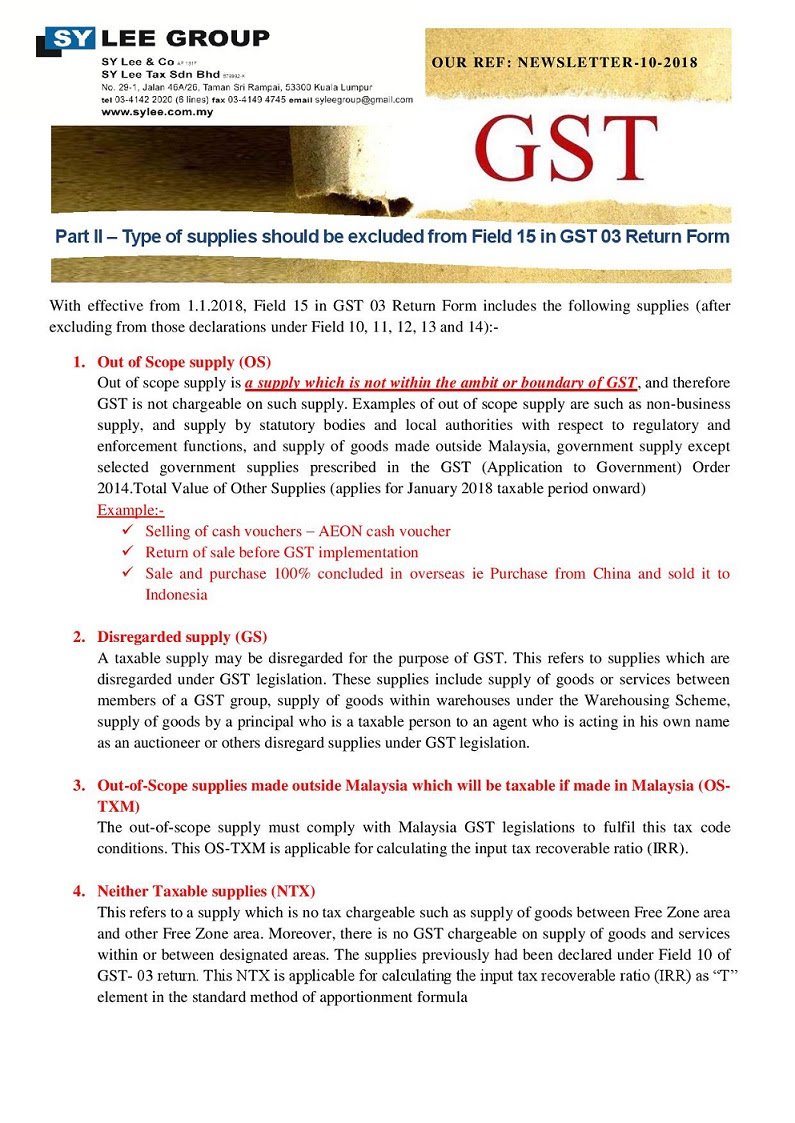 Effective 1st september 2018, malaysia airlines' domestic routes will be sst is represented in the tax line of the ticket with a tax code stated as 'd8'. Newsletter 10 2018 Gst Tax Code Part Ii