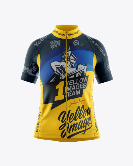 Download Free Women's Full-Zip Cycling Jersey Mockup - Front View (PSD)