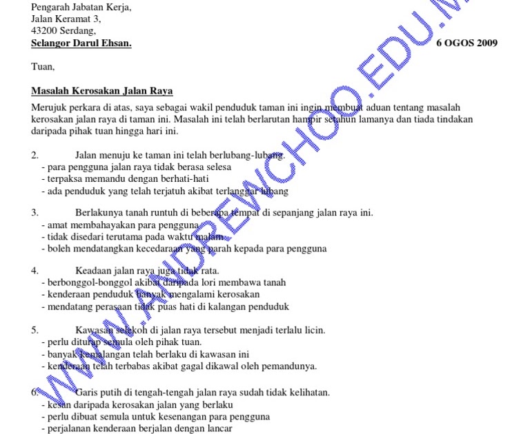 Contoh Surat Rasmi Aduan Lumba Haram - Surat W