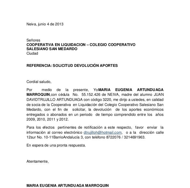 Carta De Devolucion De Dinero Eps  Recipes Site x