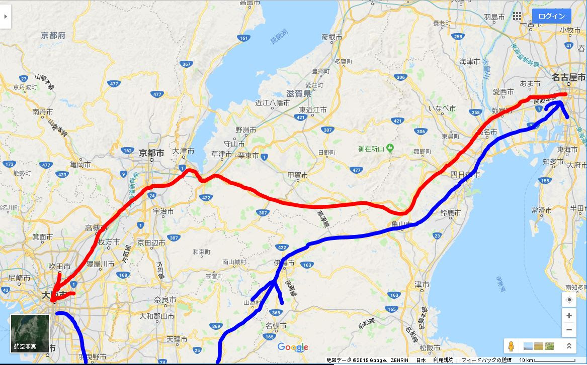 名古屋 から 大阪 自転車 ルート