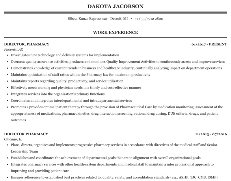 Cariculum Vitae Objective For Pharmacist / Pharmacy ...