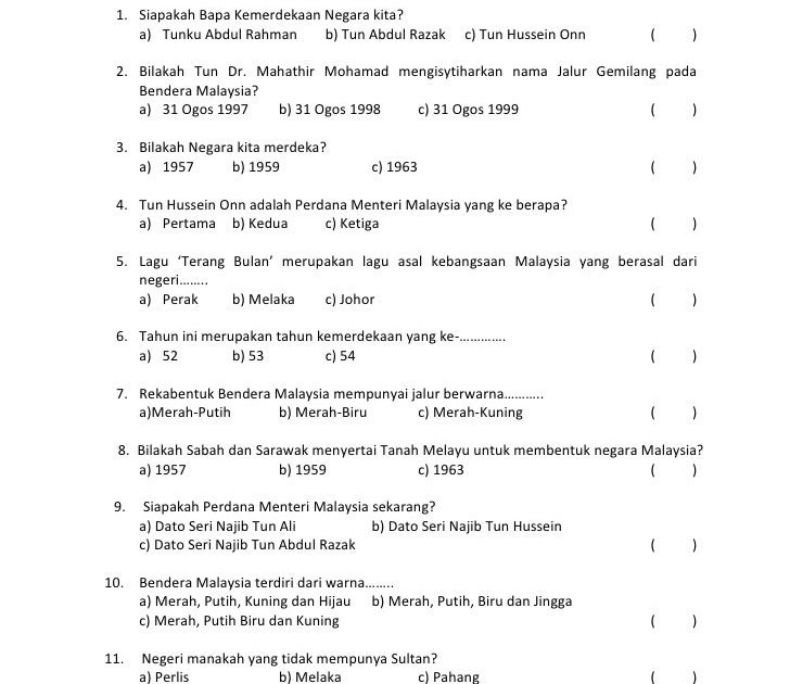 Contoh Soalan Kuiz Keselamatan Jalan Raya - Soalan bo