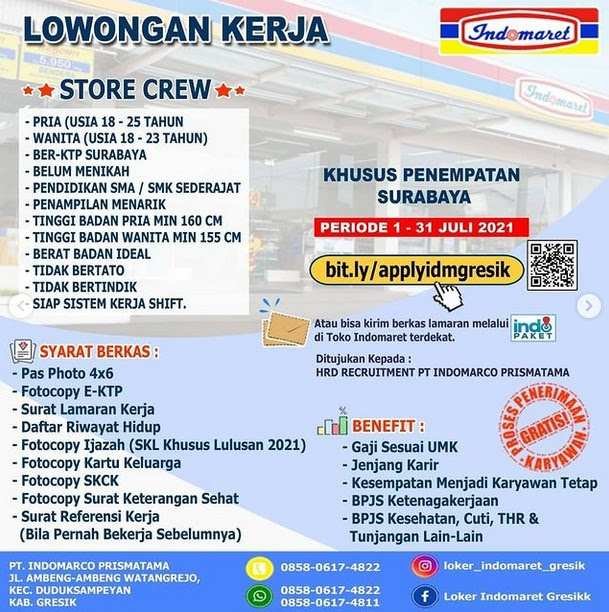 Check spelling or type a new query. Lowongan Kerja Indomaret Wilayah Surabaya Kabarkerja