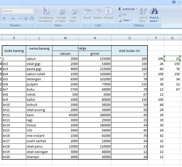 Cara Membuat Daftar Harga Di Excel  IMAGESEE