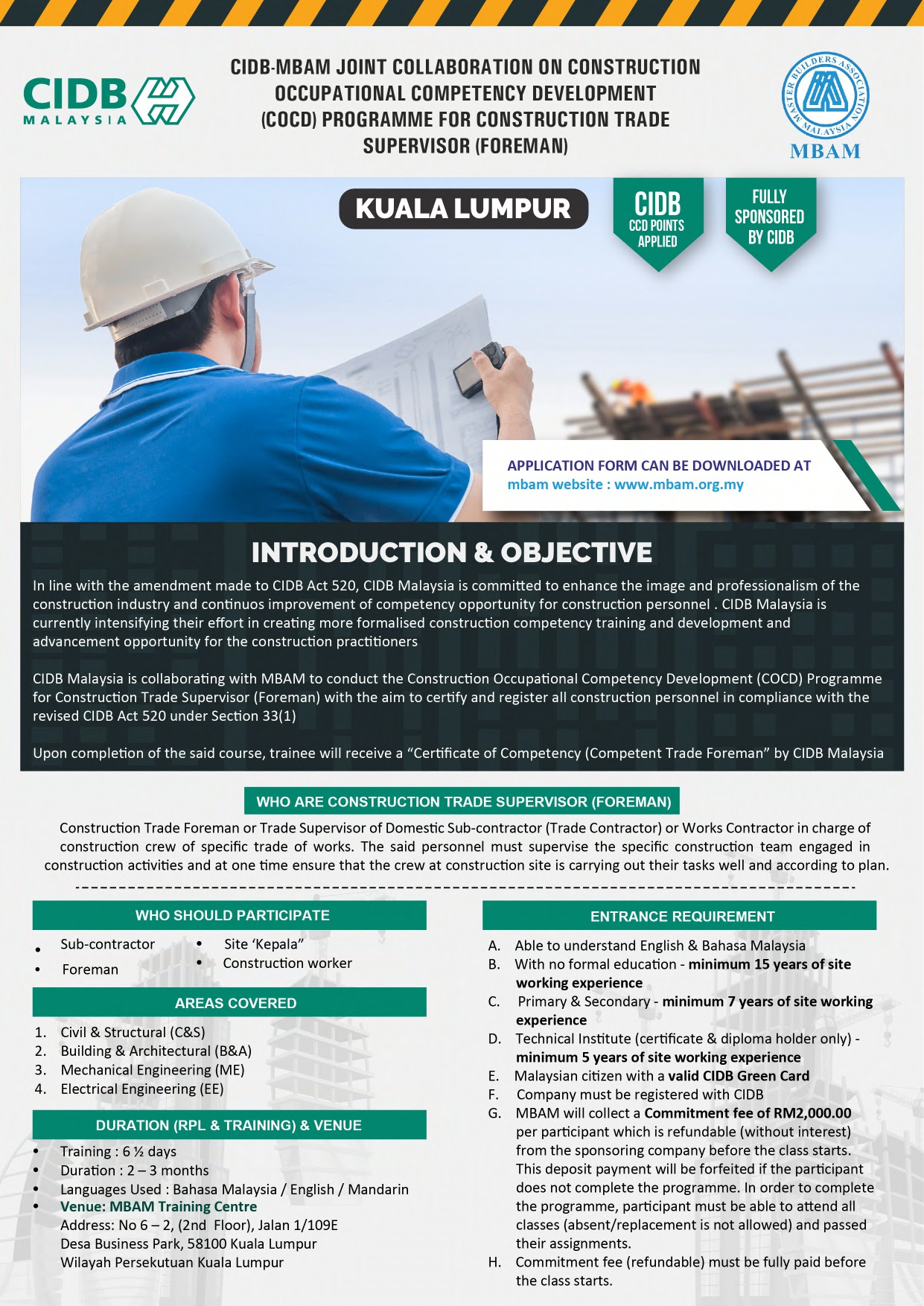 Develop your finance career with an aat accountancy training qualification. Construction Occupational Competency Development Master Builders Association Malaysia