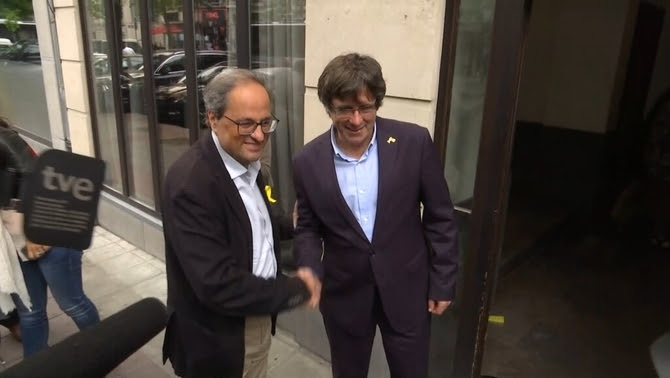 Carles Puigdemont i el president Quim Torra es reuneixen a Waterloo